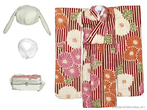 Modern Animal Kimono Set (Red x White Rabbit), Azone, Accessories, 1/6, 4582119982522
